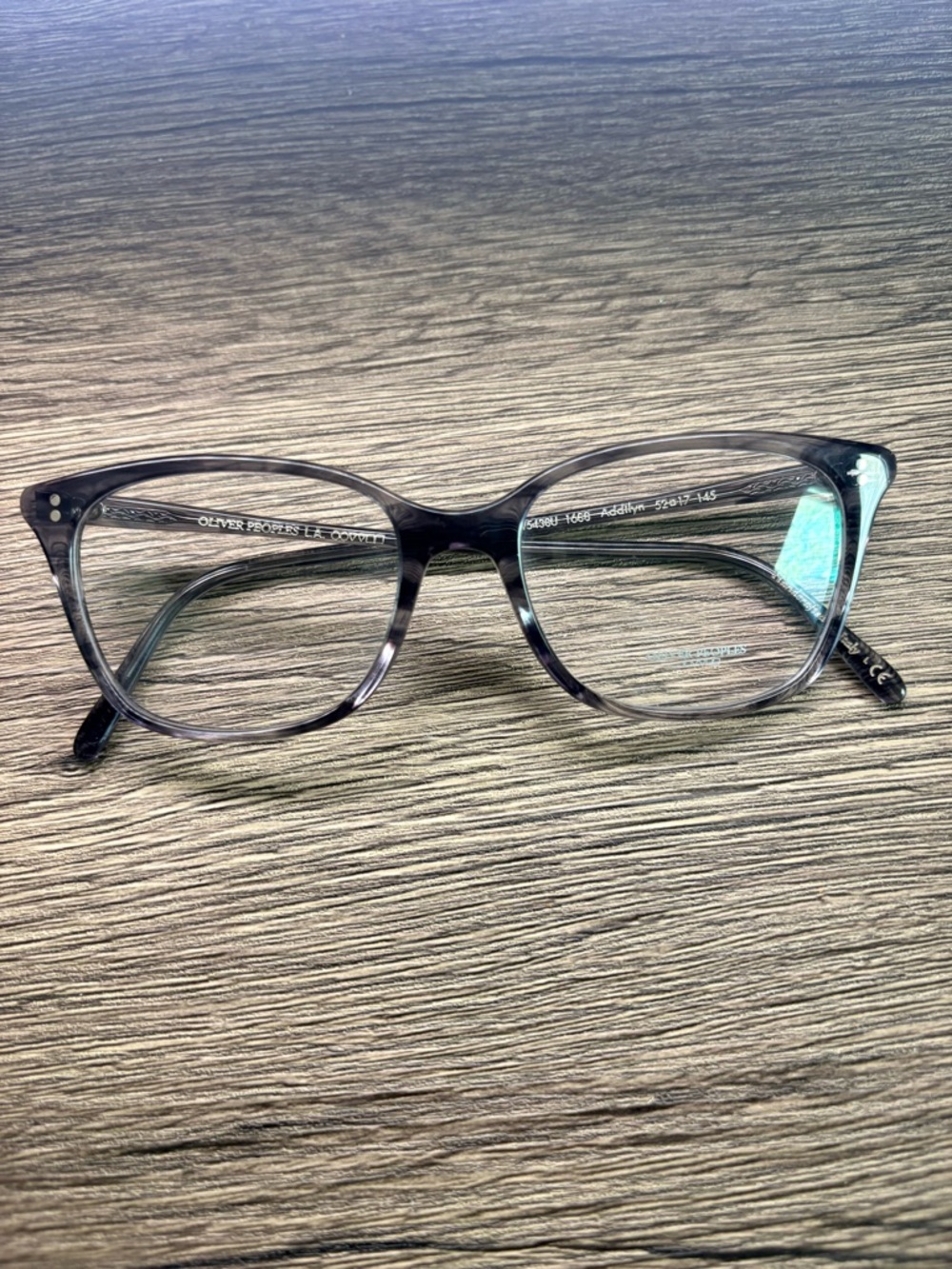 Oliver Peoples Translucent Gray Striped Square Optical Frames